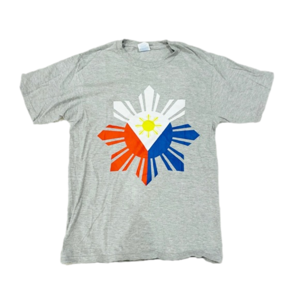 Philippine Flag Philipino Gray Short Sleeve Crewneck Graphic T-Shirt Size S